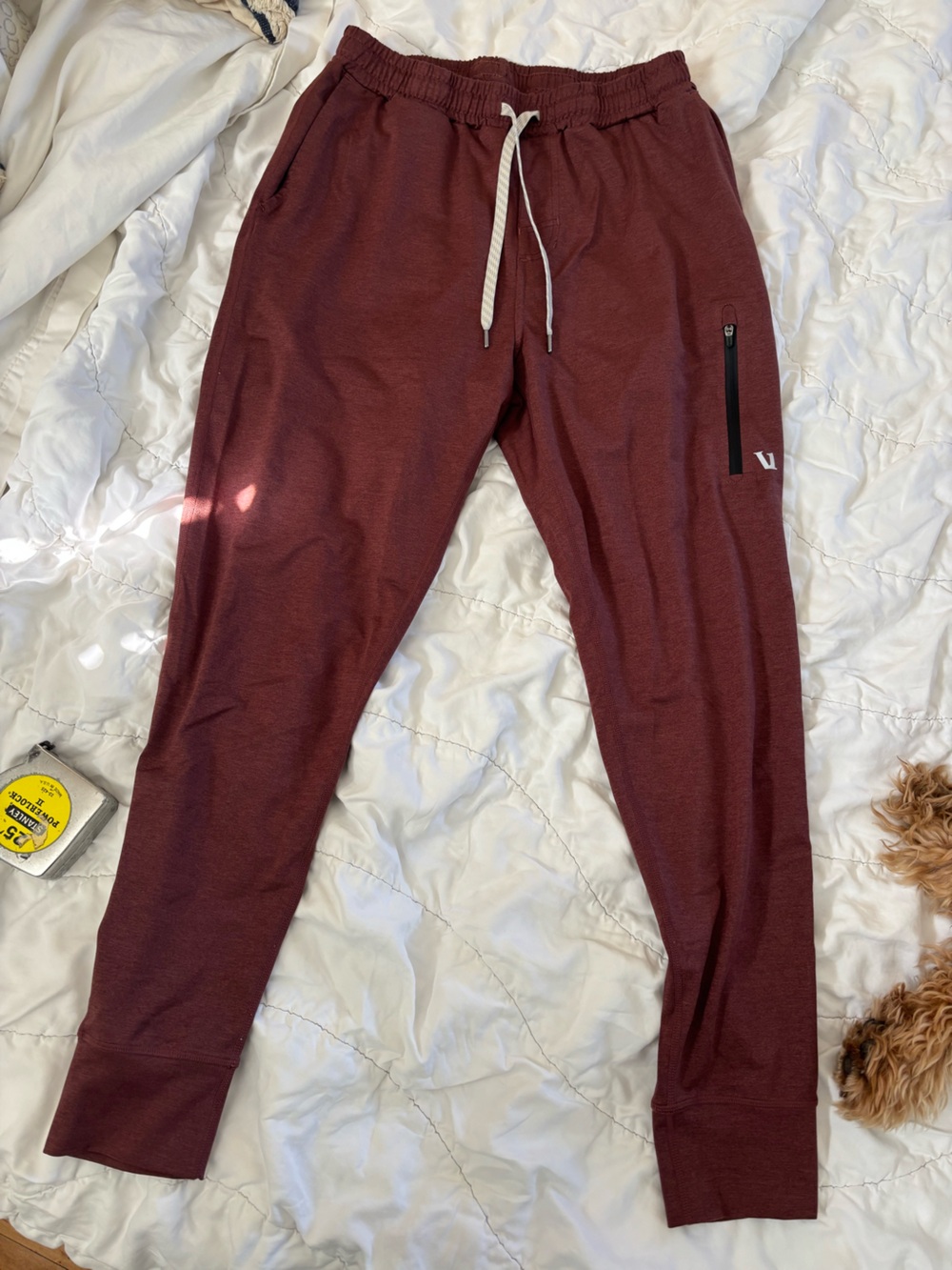 Vuori Mens Sunday Performance Joggers Maroon Mahogany Heather Stretch Pants M